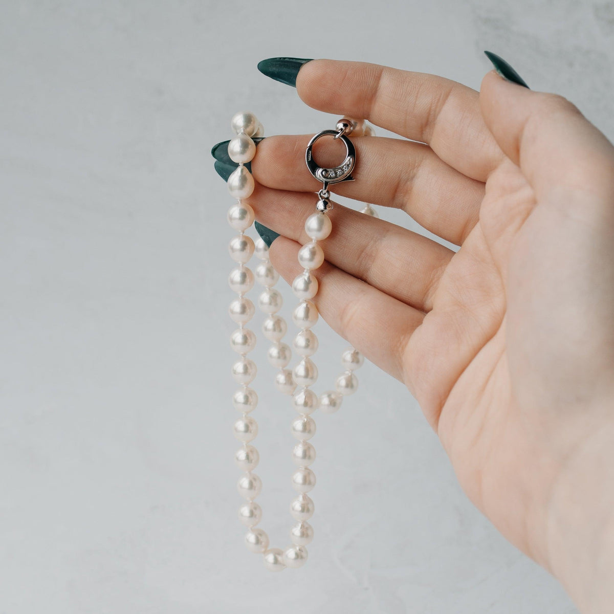 Akoya Pearl Necklace With White Gold & Diamond Clasp