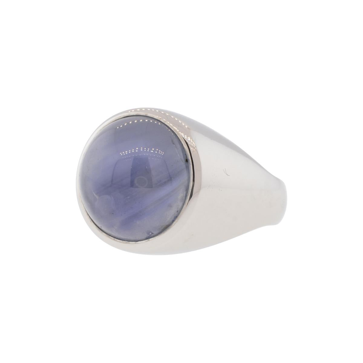 Natural Blue Star Sapphire Platinum Ring