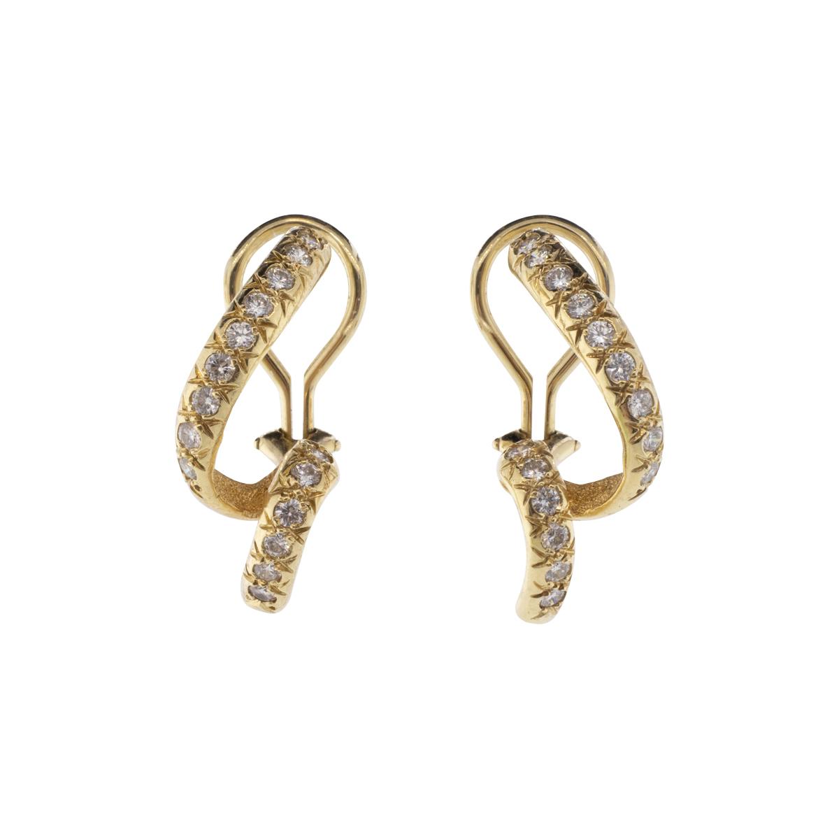 14K Yellow Gold Corkscrew Diamond Earrings