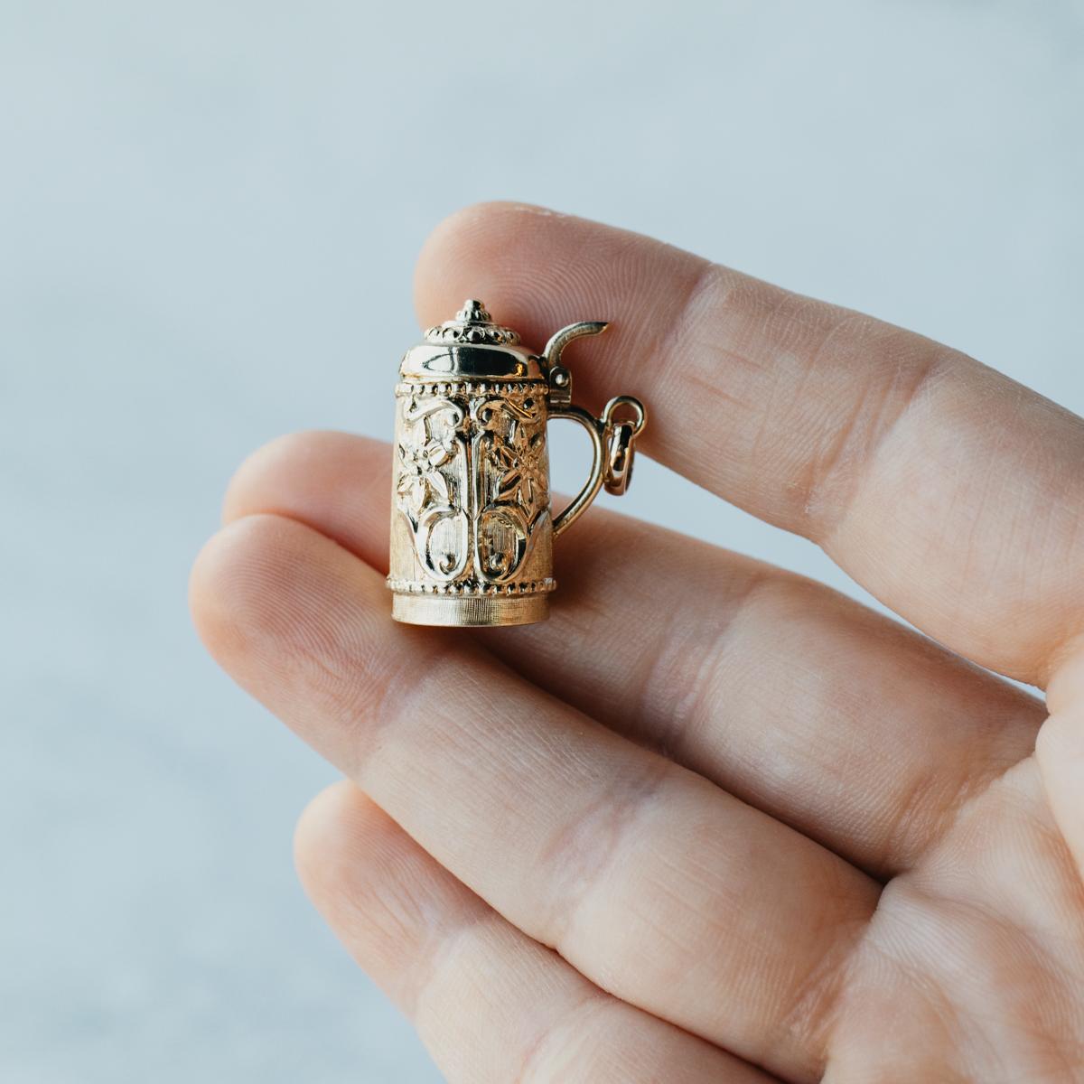 14K Yellow Gold Beer Stein Charm/Pendant