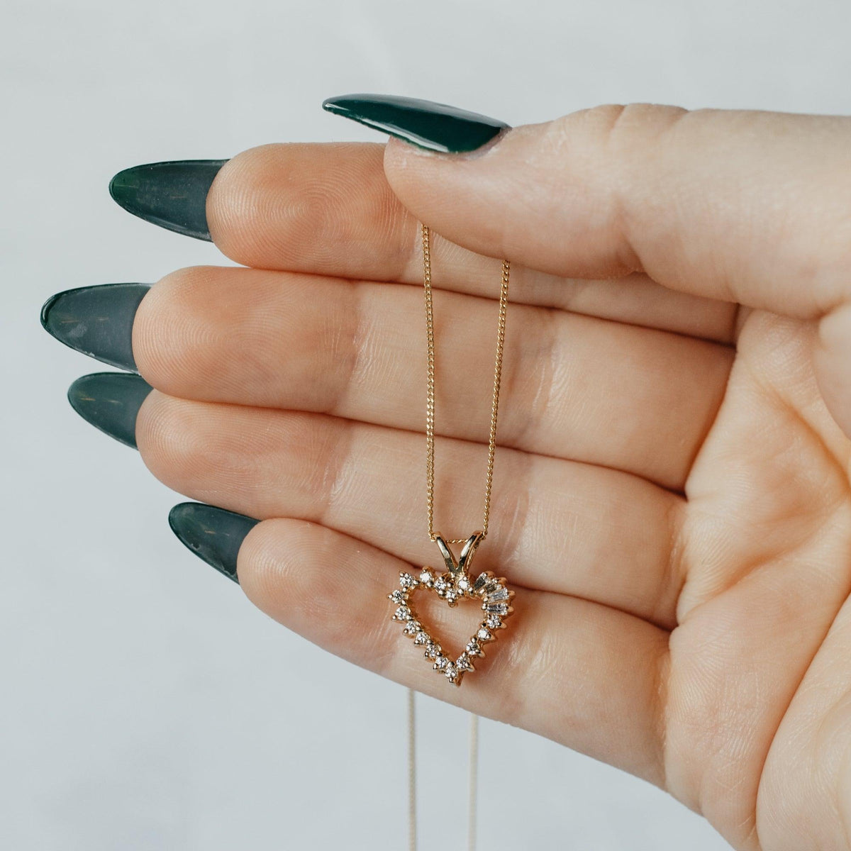 Mixed Cut Diamond Heart Pendant Necklace