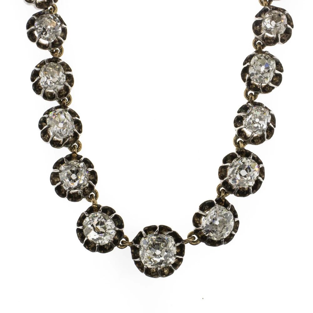 Genuine Antique Georgian Old Mine Diamond Riviere Necklace