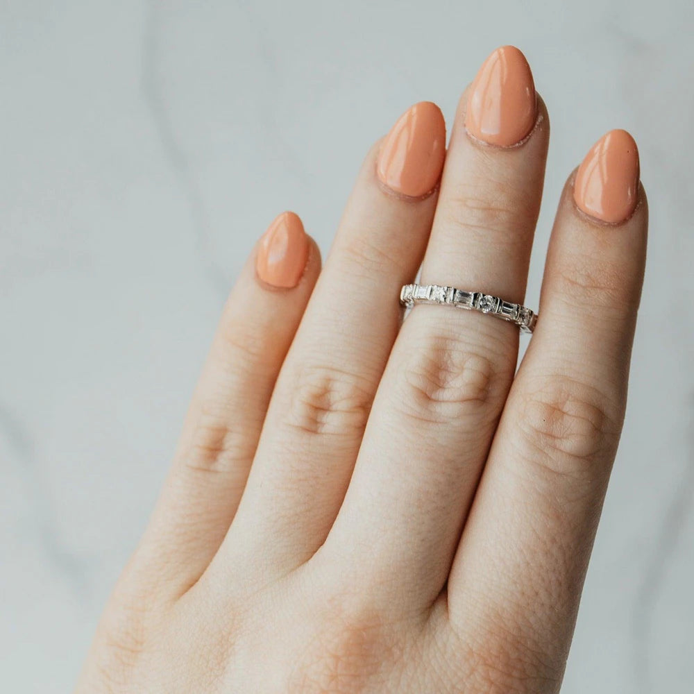 Baguette & Round Diamond White Gold Eternity Band