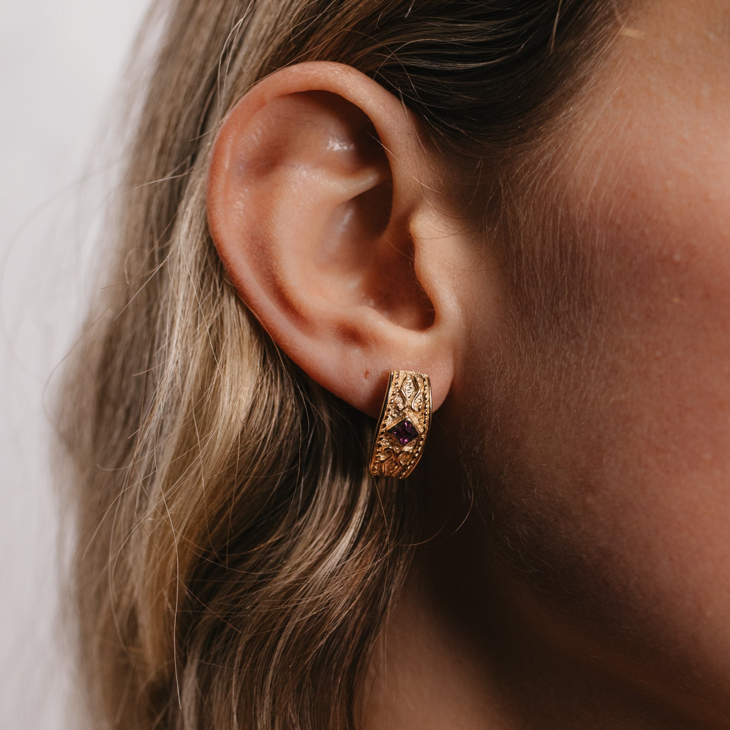 Etruscan Style Pink Tourmaline Earrings