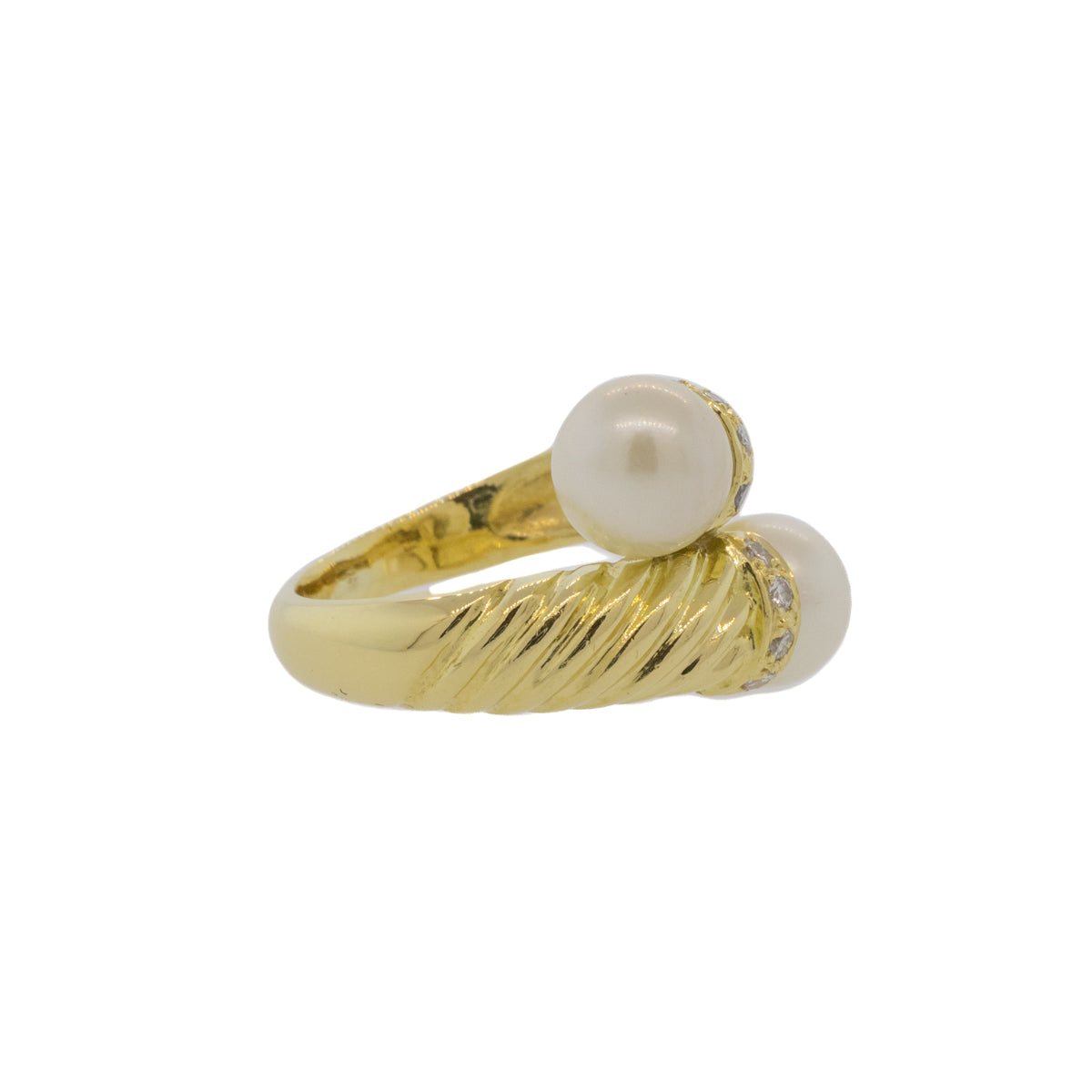 Akoya Pearl and Diamond Bypass Ring