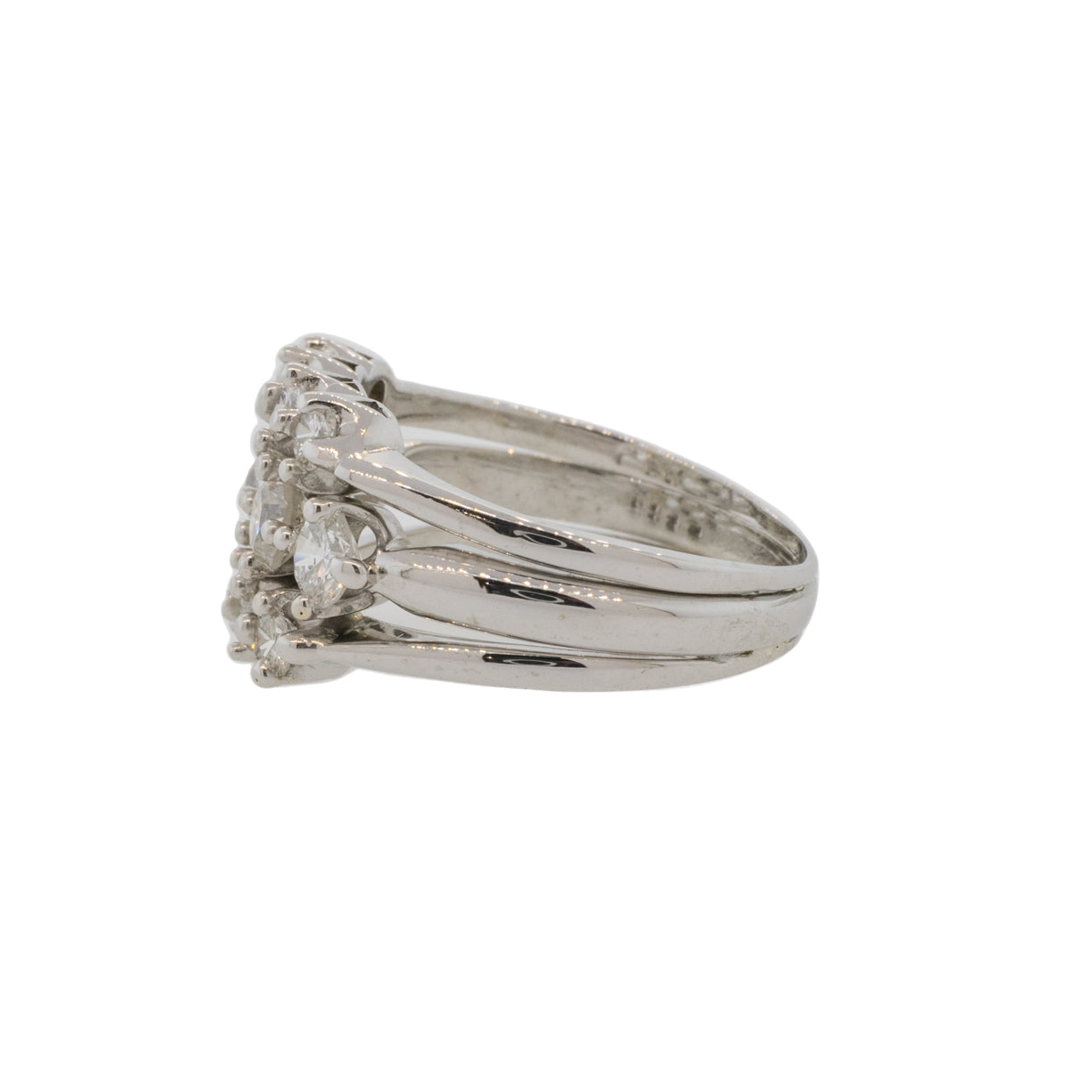 Old Mine and Modern Diamond Three Line Ring