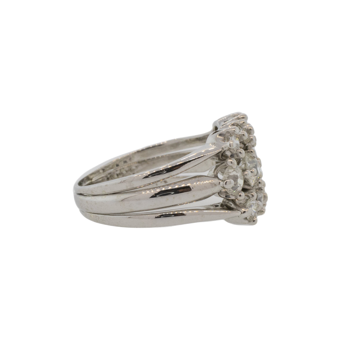 Old Mine and Modern Diamond Three Line Ring