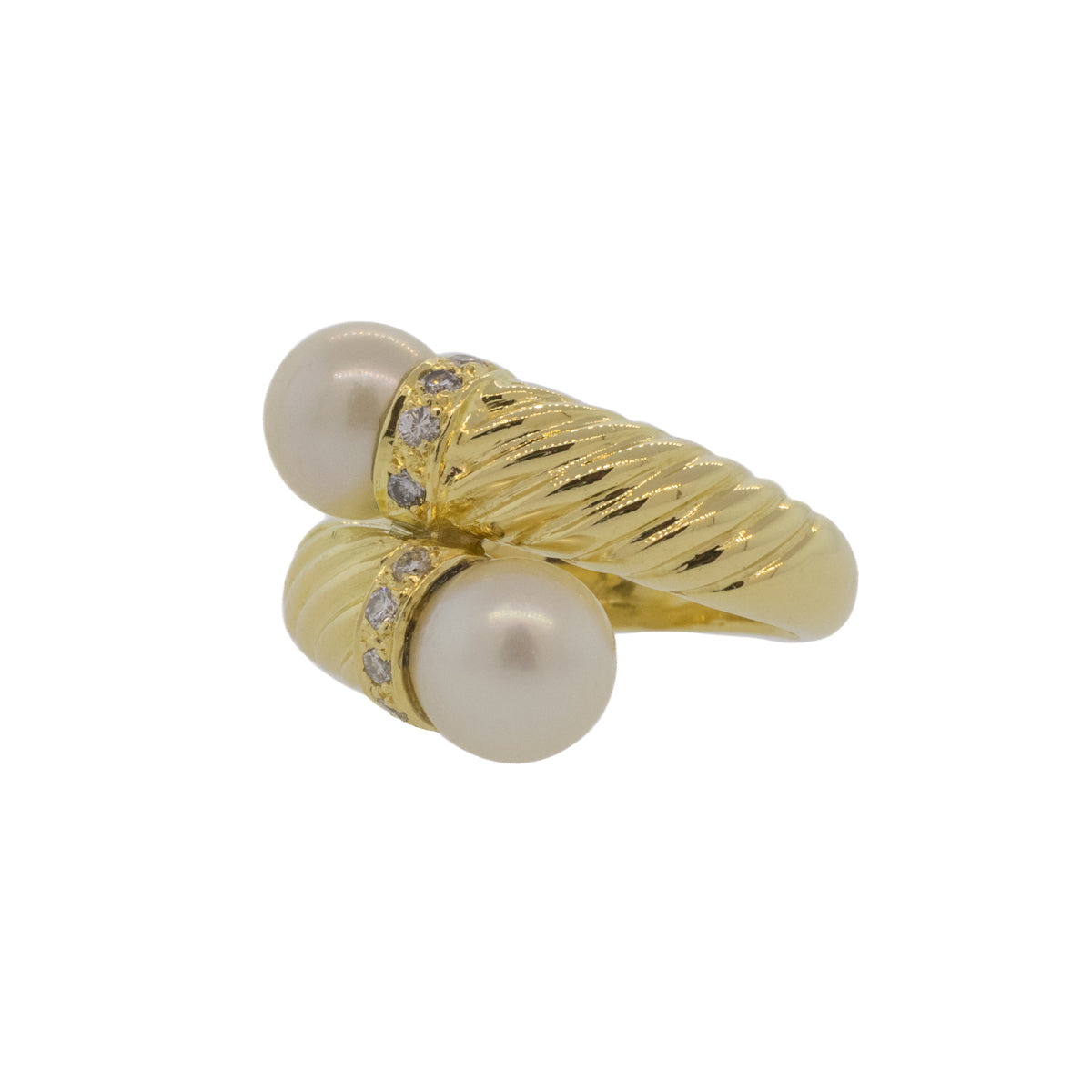 Akoya Pearl and Diamond Bypass Ring