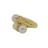 Akoya Pearl and Diamond Bypass Ring