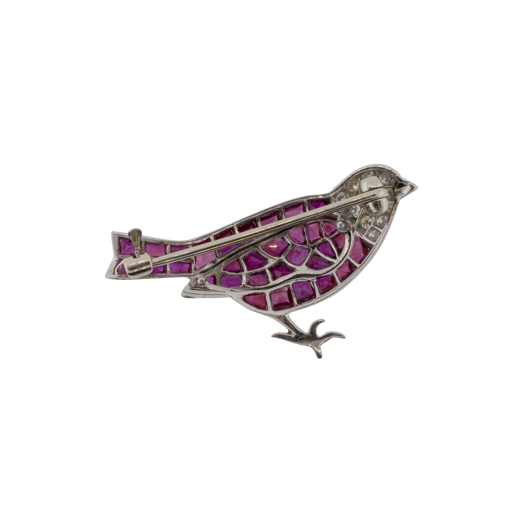 -Platinum Art Deco Hand Engraved Cartier Bird Brooch