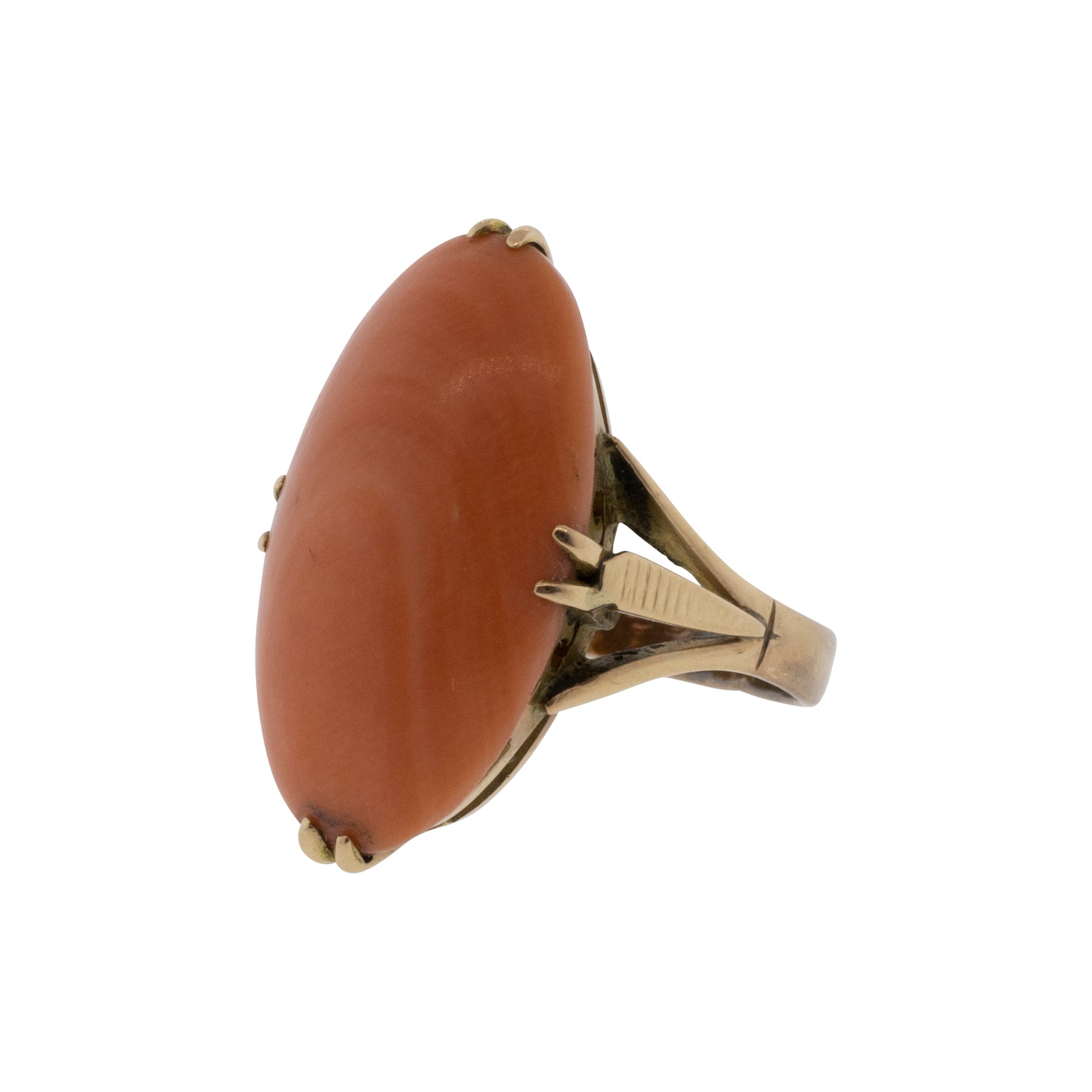 Victorian Coral Split Ring Shank Ring