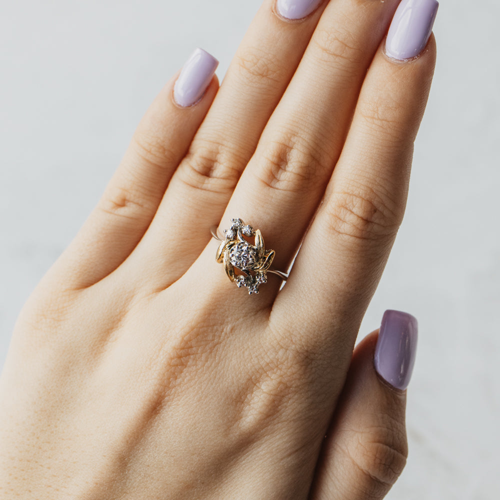 Botanical Two-Tone Diamond Cluster Ring