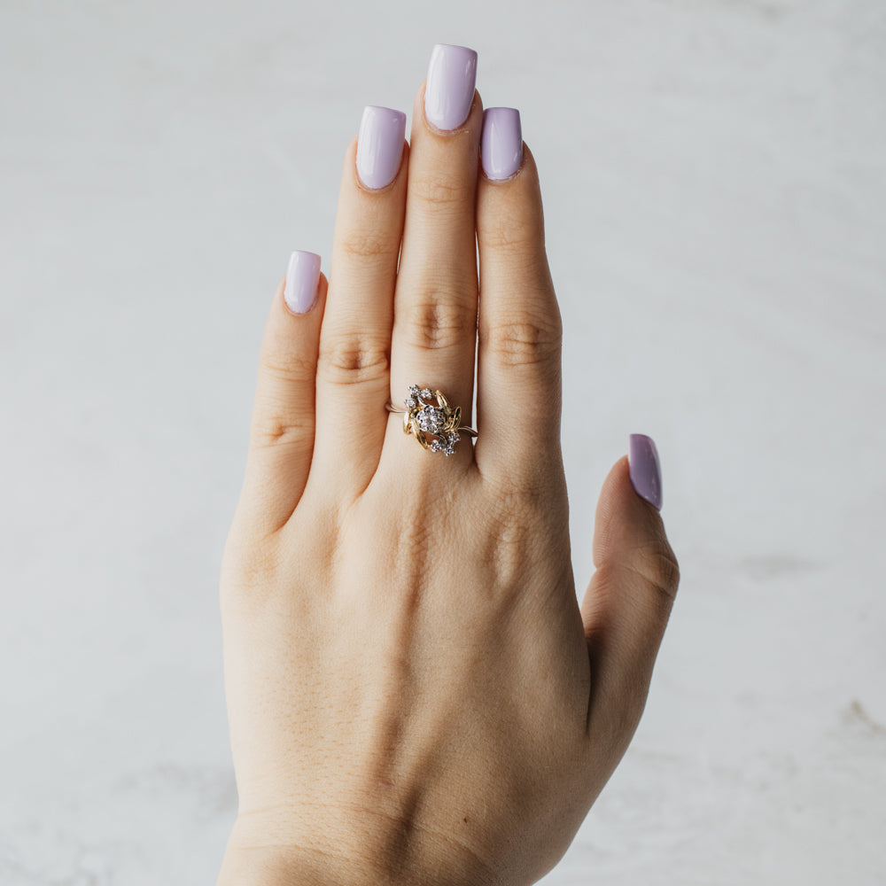 Botanical Two-Tone Diamond Cluster Ring