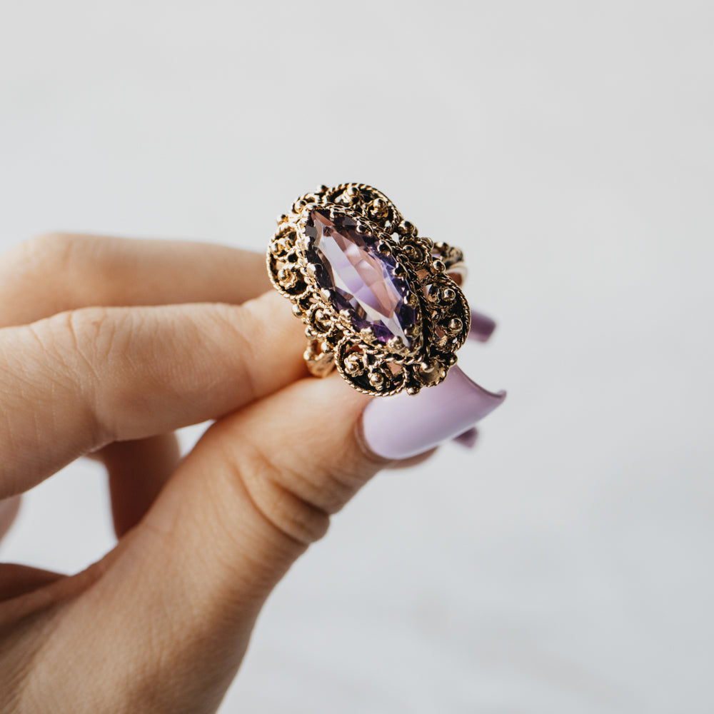 Victorian Era Antiqued Amethyst Ring