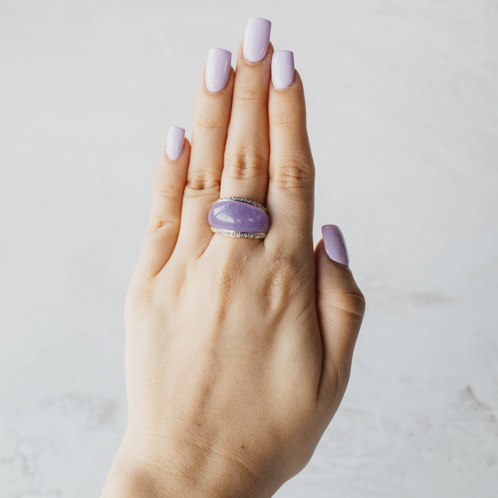 Diamond Accented Amethyst Dome Ring