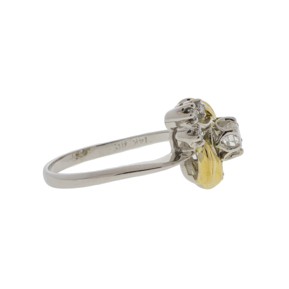 Botanical Two-Tone Diamond Cluster Ring
