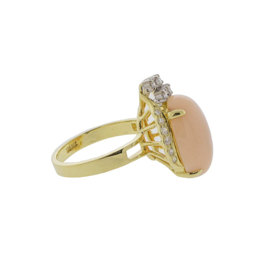 Angel Skin Coral and Diamond Asymmetrical Ring