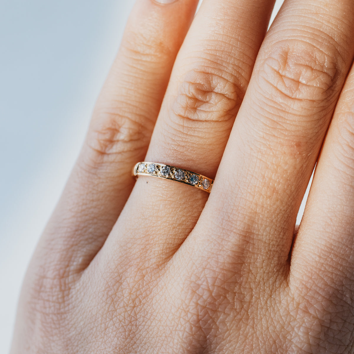 18K Yellow Gold Six Stone Diamond Ring