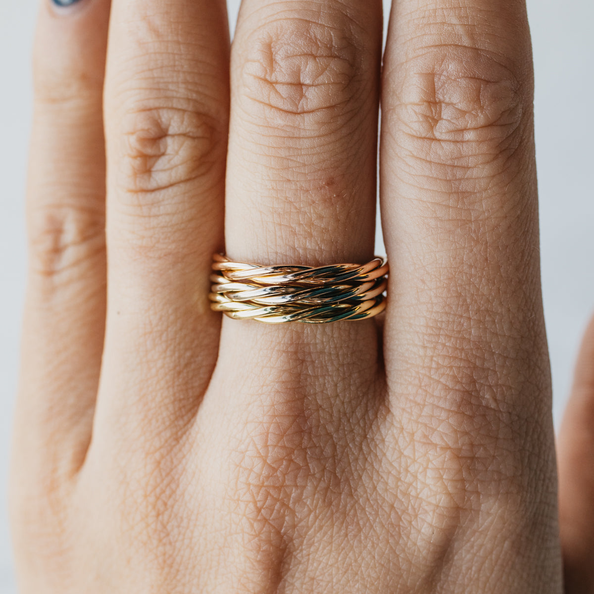 18K Tri-Tone Twisted Cuff Ring