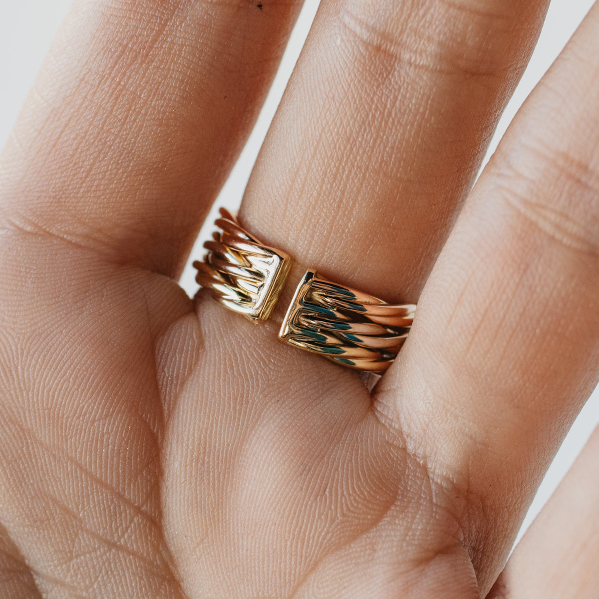 18K Tri-Tone Twisted Cuff Ring