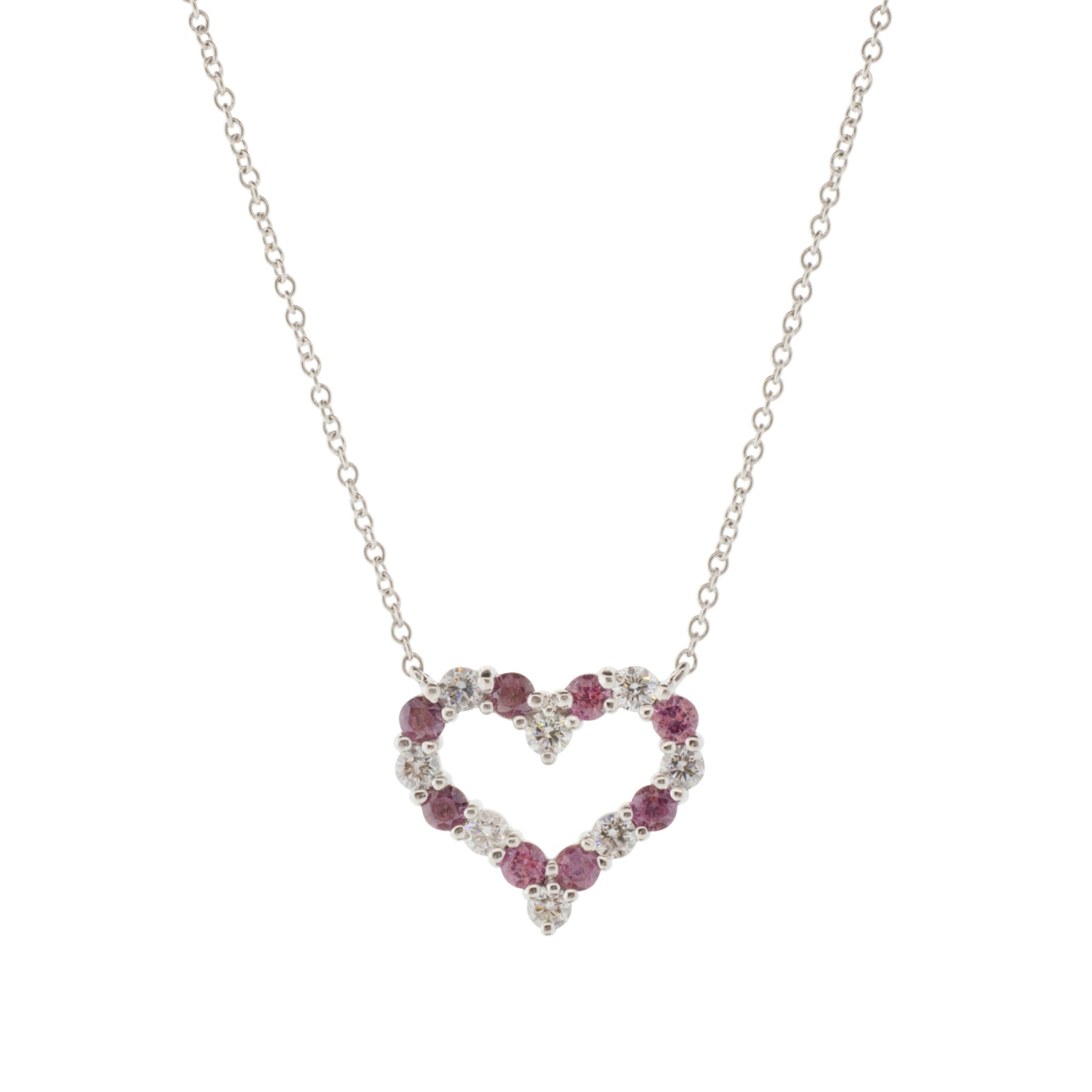 Tiffany & Co. Heart Pink Sapphire and Diamond Necklace