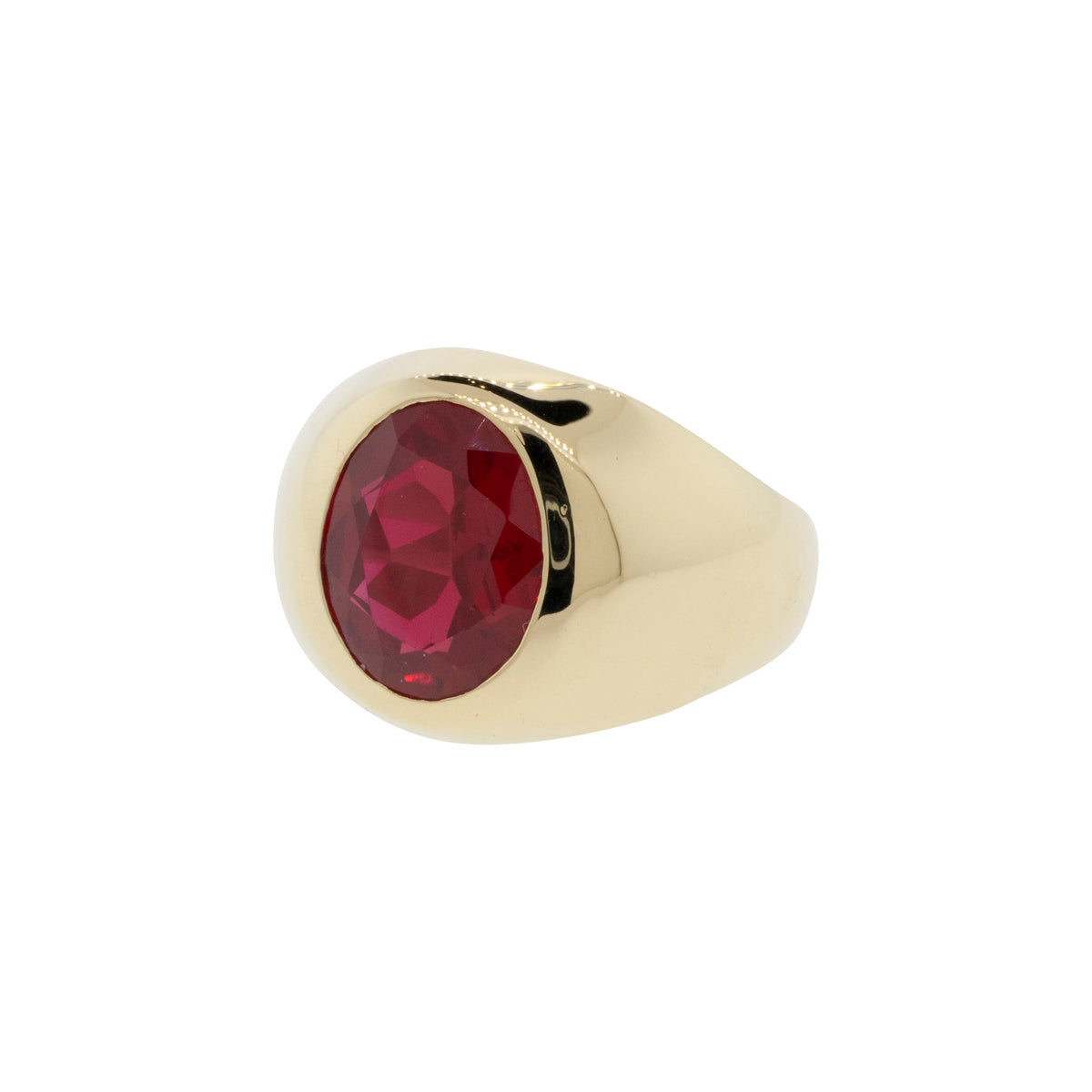 Flush Set Lab Ruby Solitaire Ring
