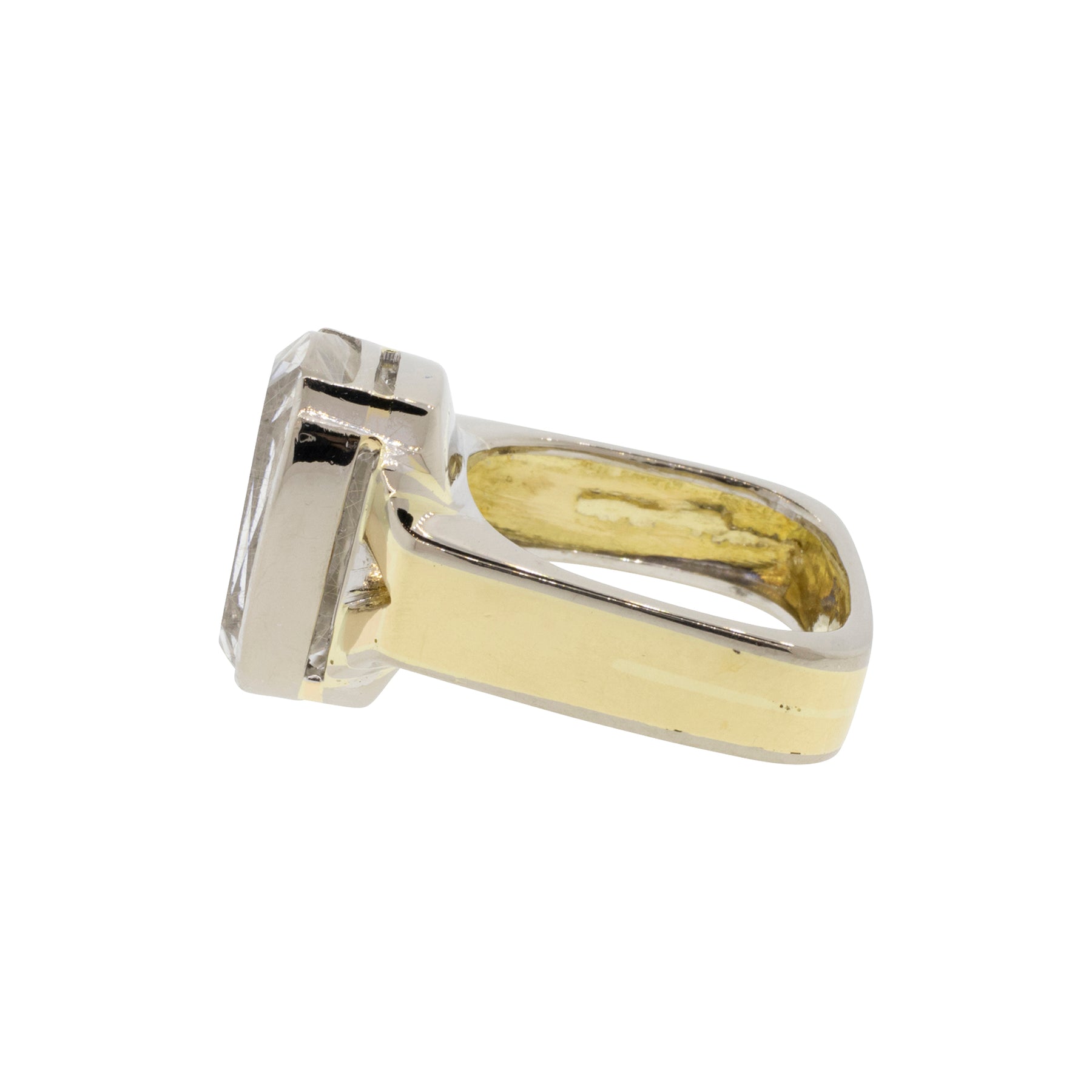 Partial-Bezel Rutilated Quartz Ring