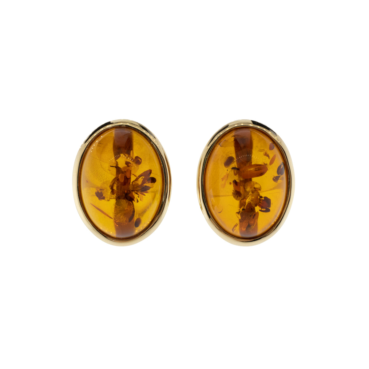 Cabochon Baltic Amber Earrings