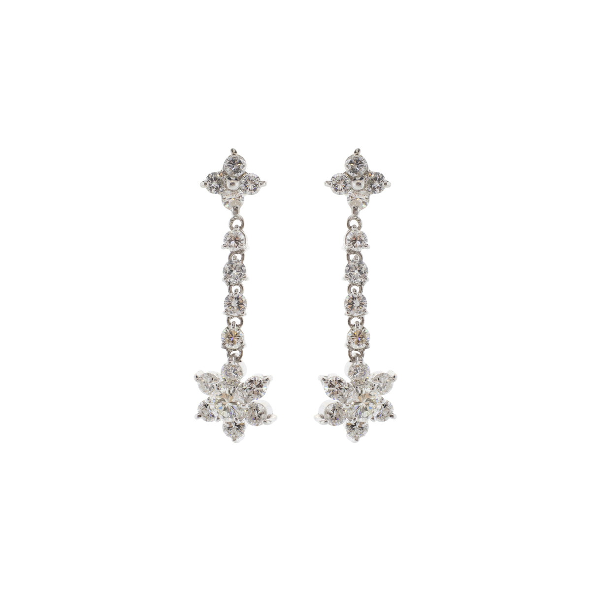 Floral Diamond Dangle Earrings