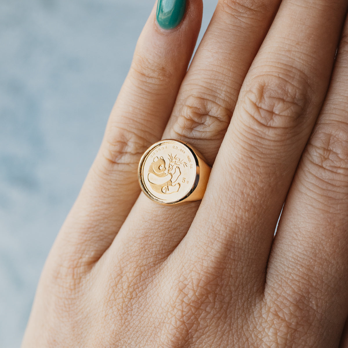 14K Yellow Gold 1984 5 Yuan Coin Ring