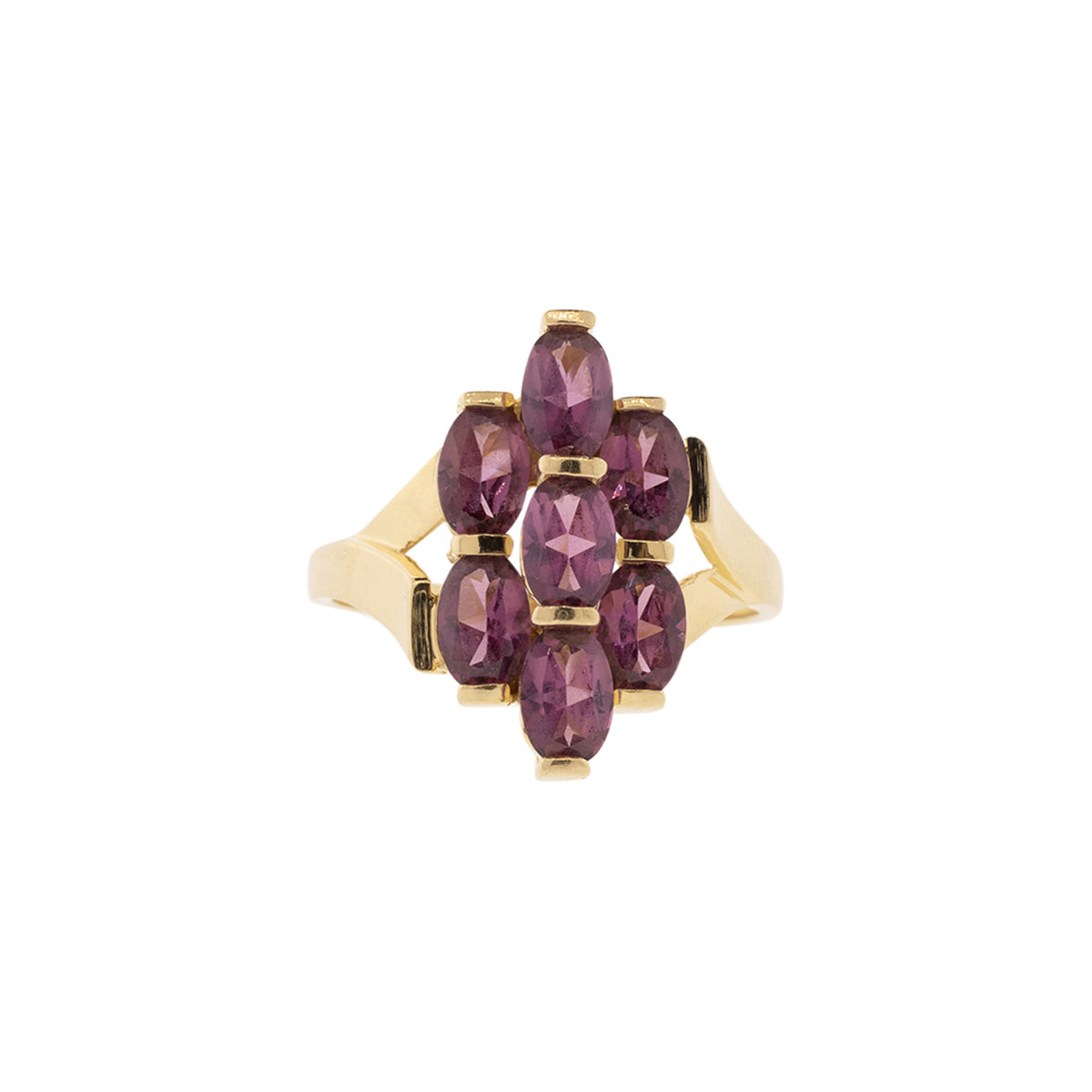 14K Yellow Gold Pink Tourmaline Cluster Ring
