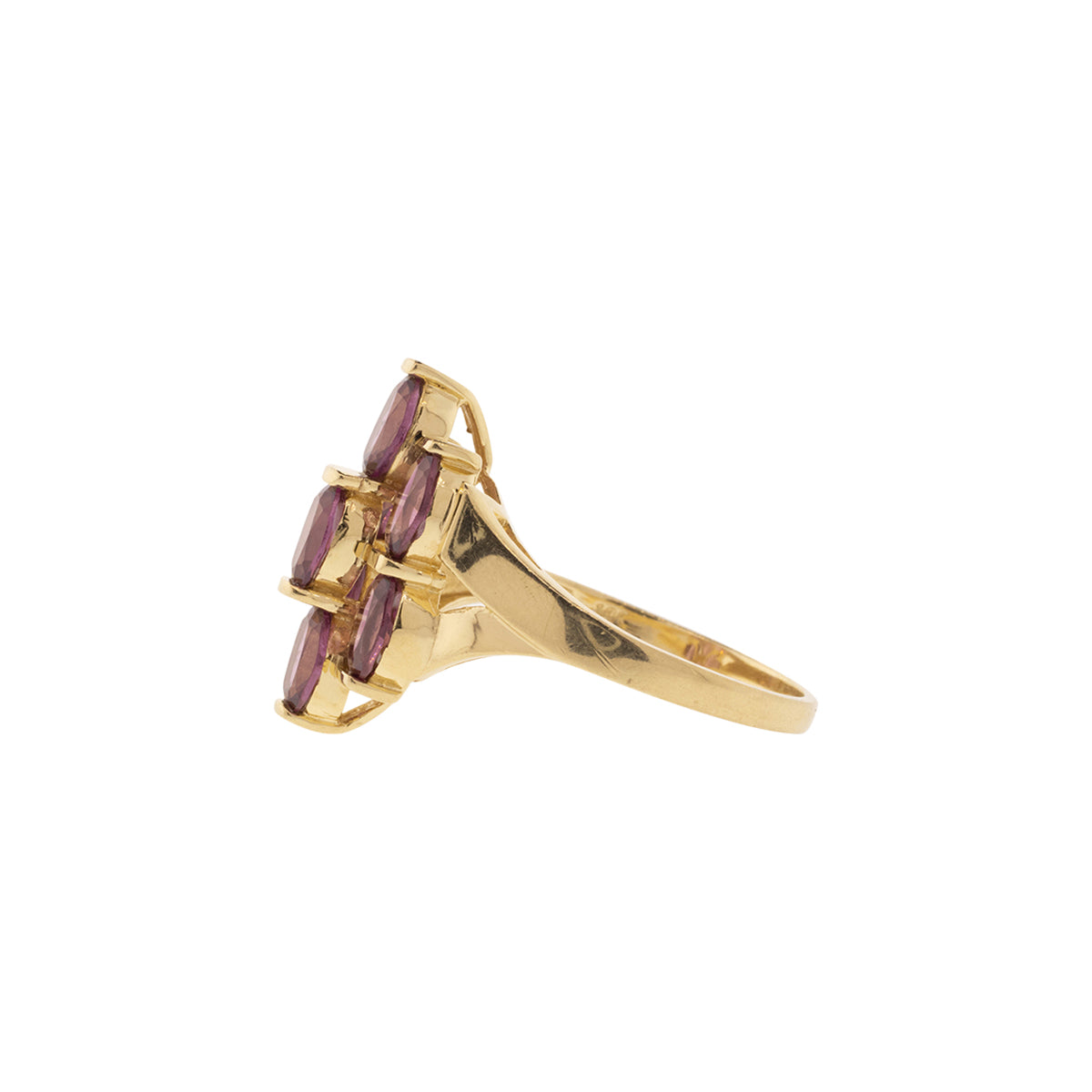 14K Yellow Gold Pink Tourmaline Cluster Ring