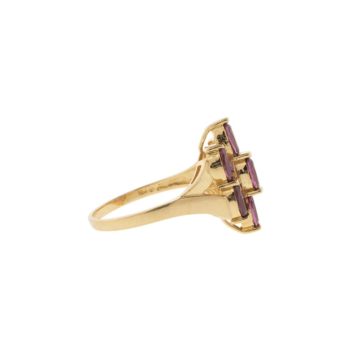 14K Yellow Gold Pink Tourmaline Cluster Ring