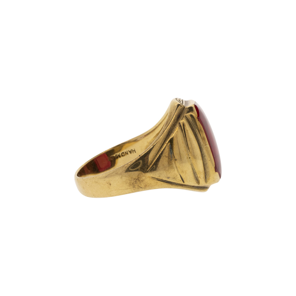 10K Yellow Gold Art Deco Lab Ruby Ring