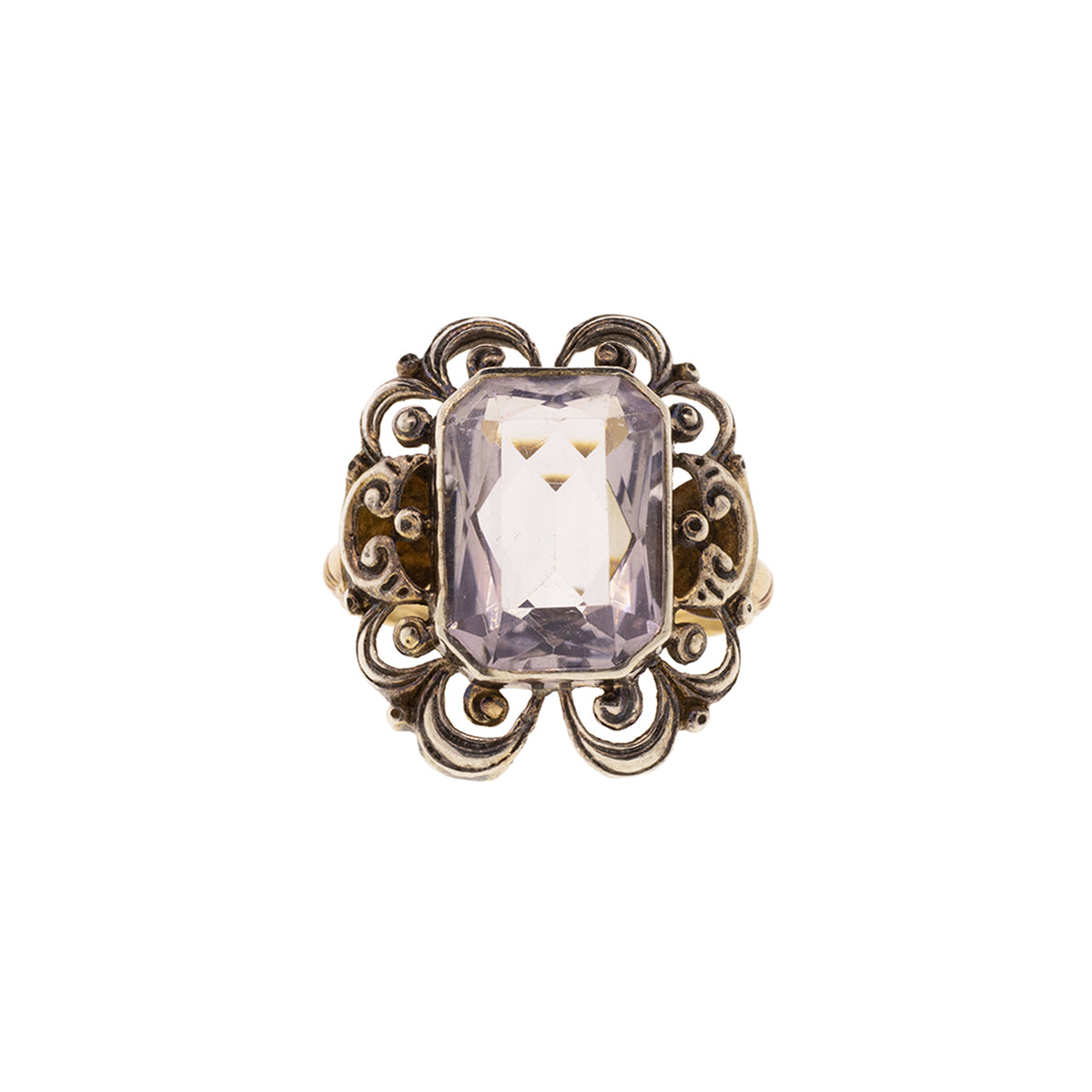 14K Yellow Gold Art Deco Amethyst Ring