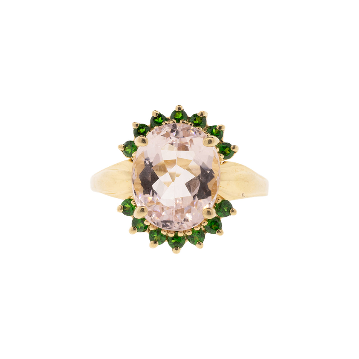 14K Yellow Gold Morganite & Tsavorite Ring