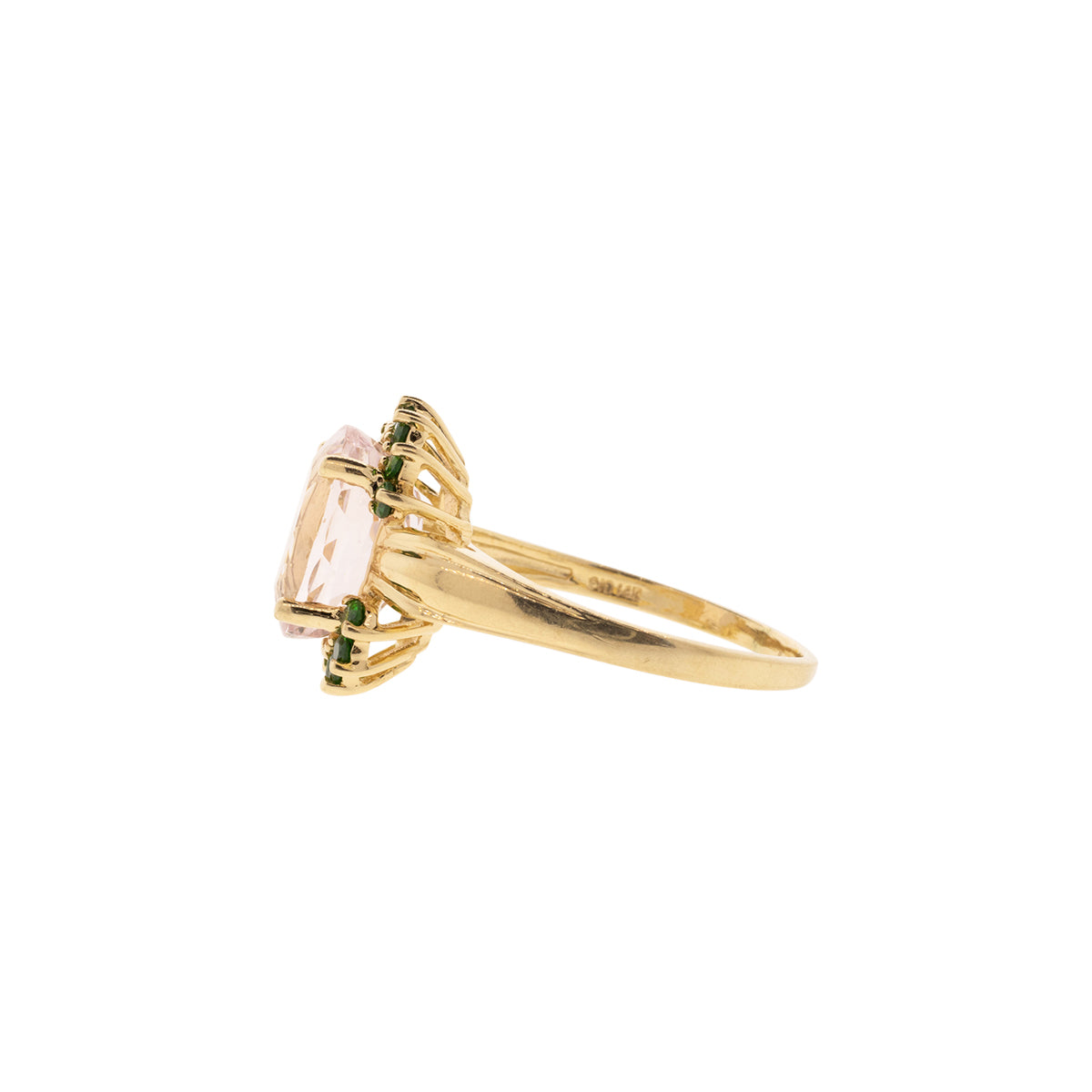 14K Yellow Gold Morganite & Tsavorite Ring