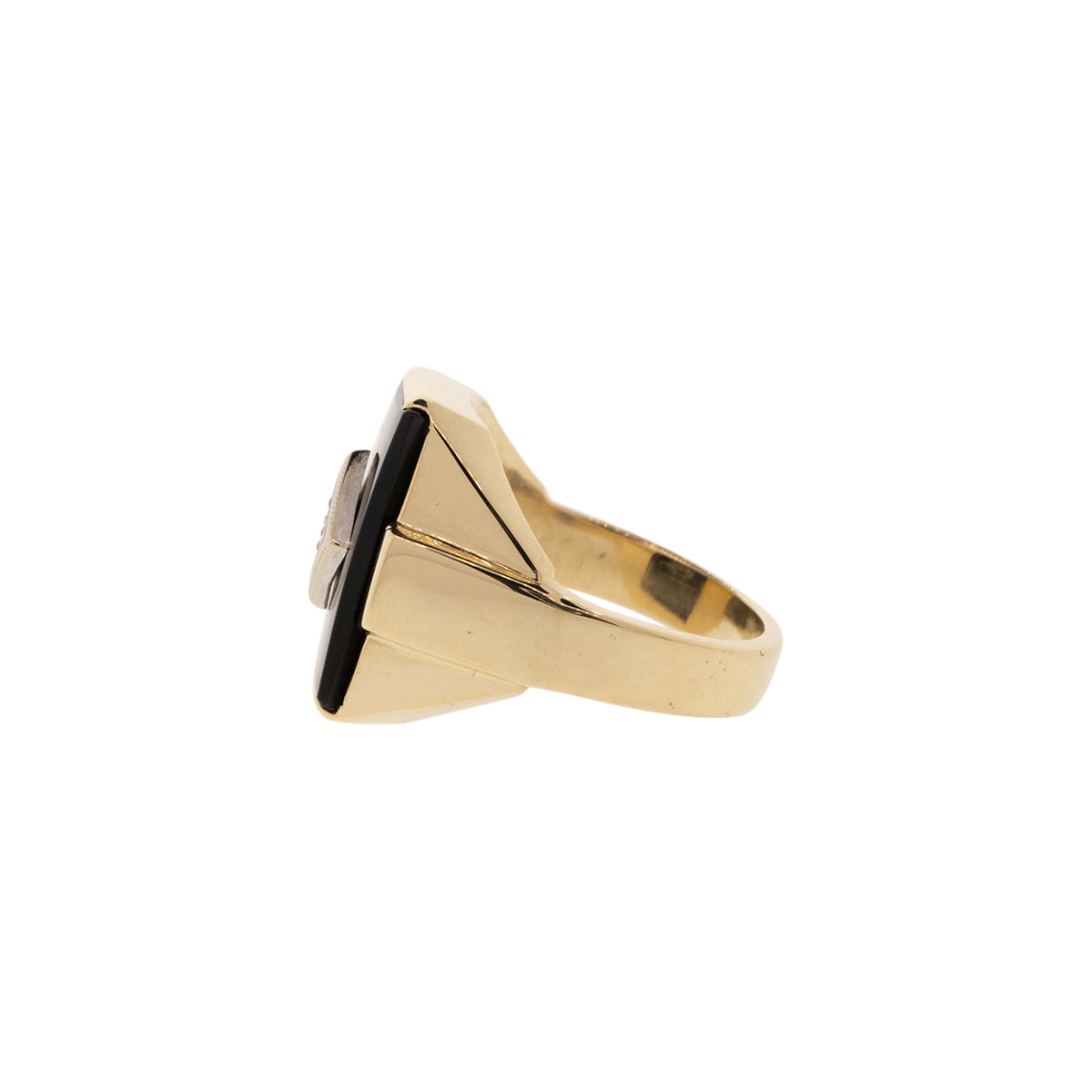 10K Yellow Gold Onyx & Diamond Ring