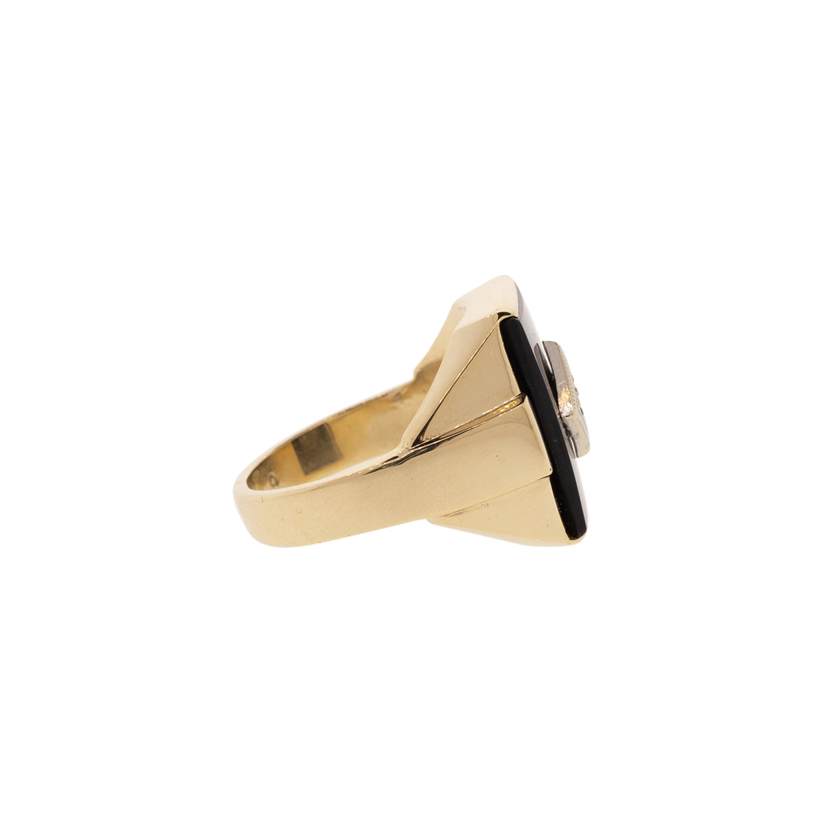 10K Yellow Gold Onyx & Diamond Ring