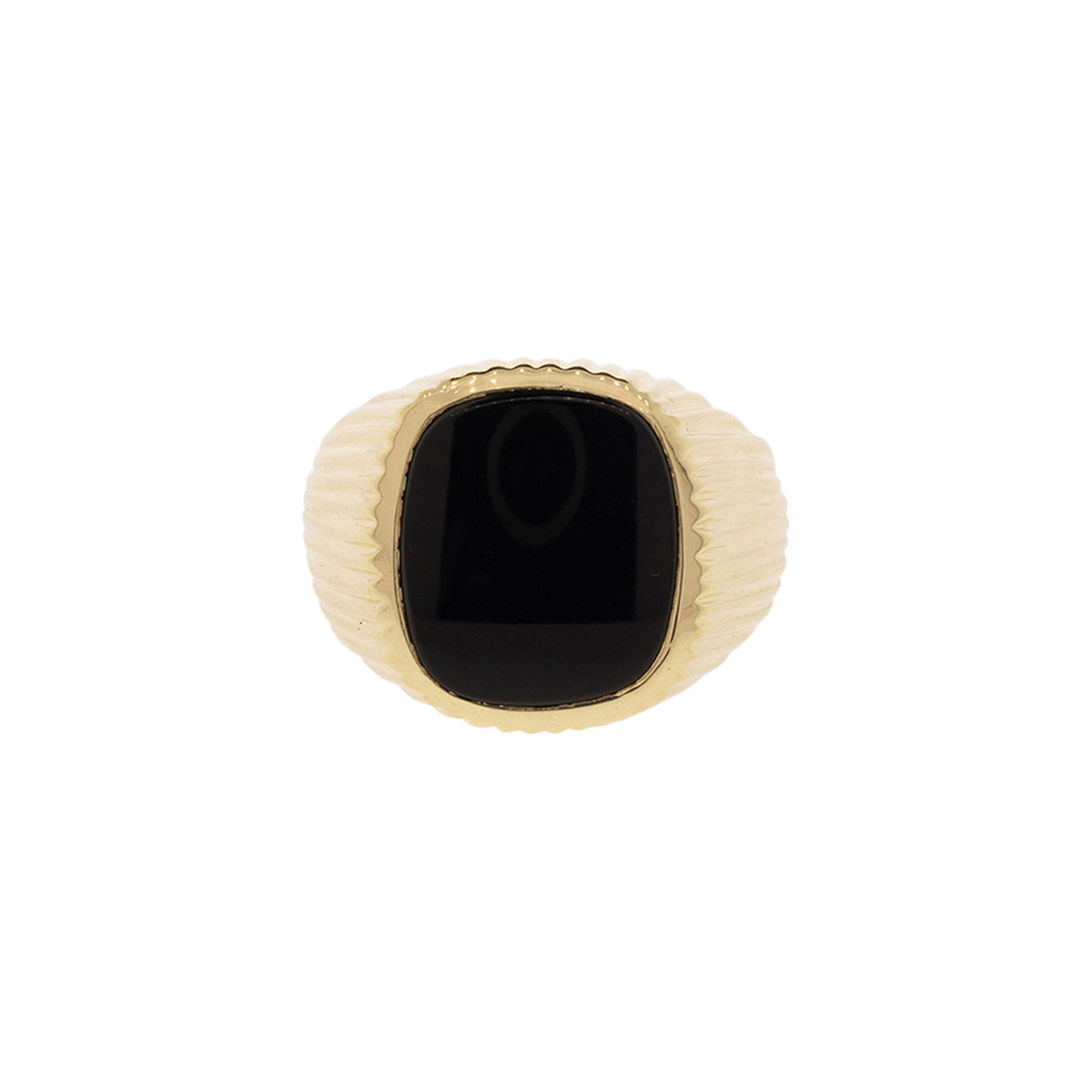 14K Yellow Gold Flat Top Onyx Ring