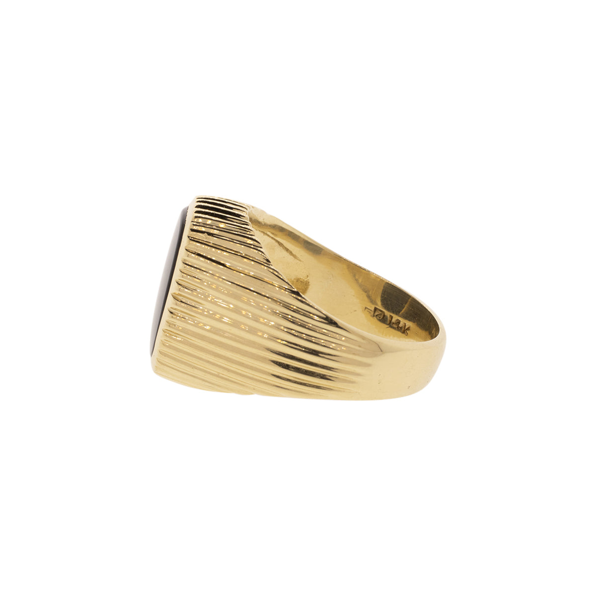 14K Yellow Gold Flat Top Onyx Ring