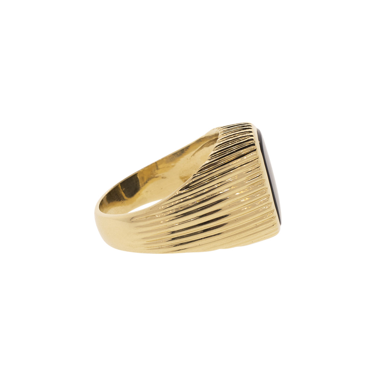 14K Yellow Gold Flat Top Onyx Ring