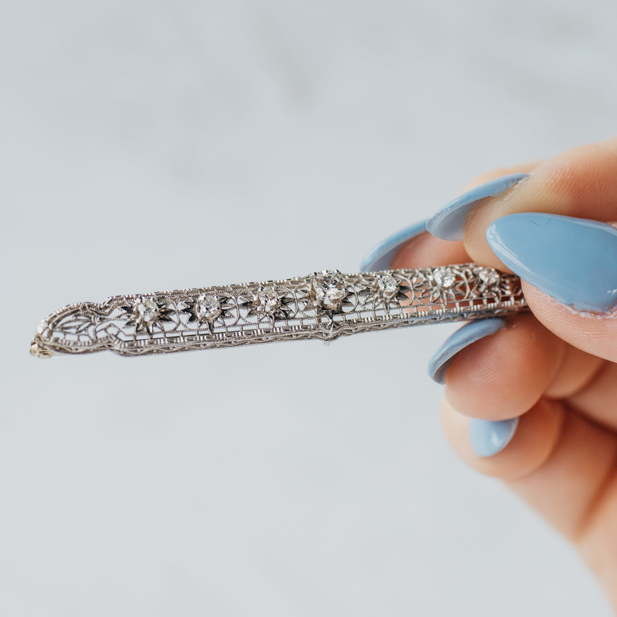 10K White Gold Diamond Brooch