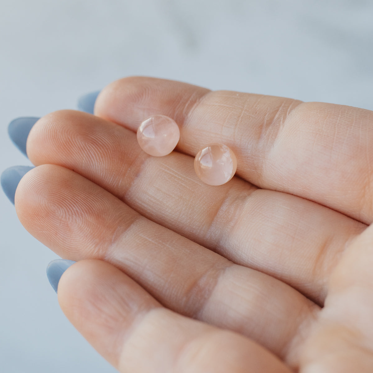 14K Yellow Gold 8mm Rose Quartz Studs
