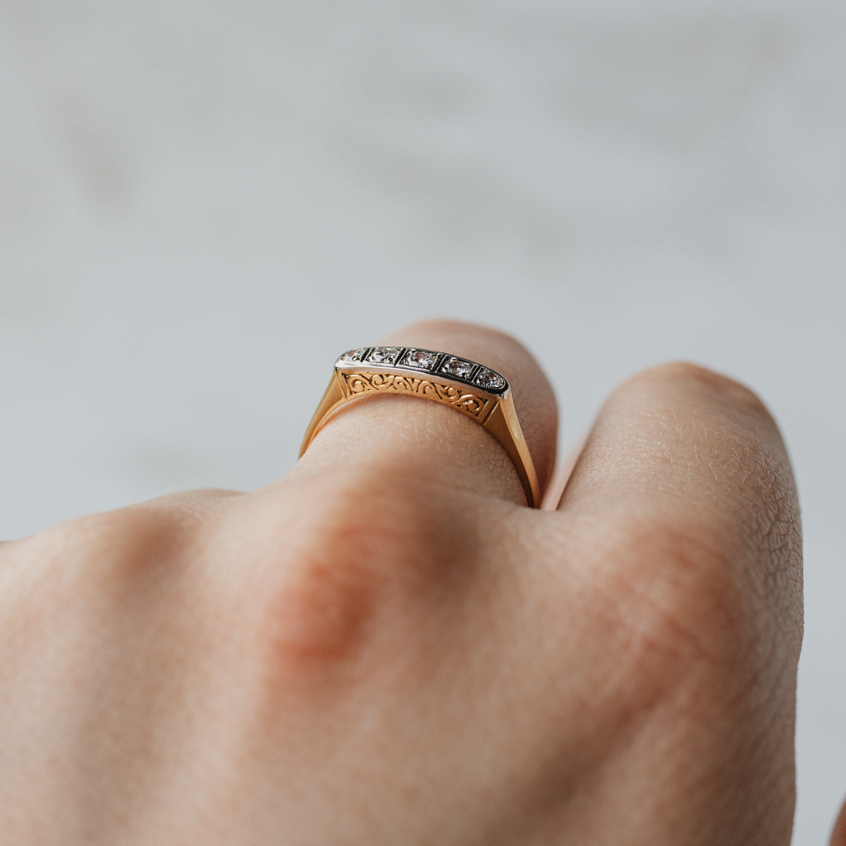 14K Yellow & White Gold 5-Stone Diamond Ring