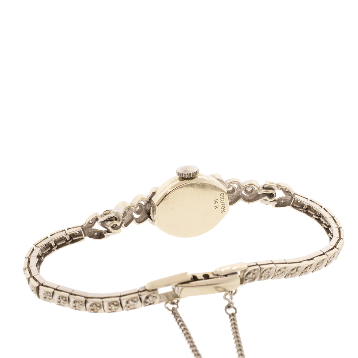 14K White Gold Mid-Century Ladies Diamond Croton Watch