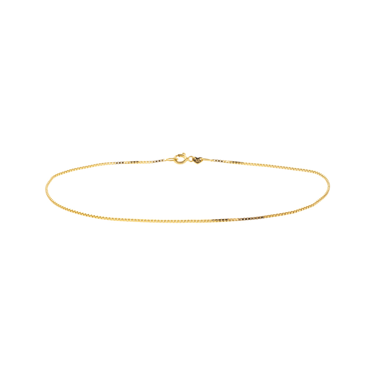 14K Yellow Gold Italian 8.5" 1mm Wide Box Chain Bracelet