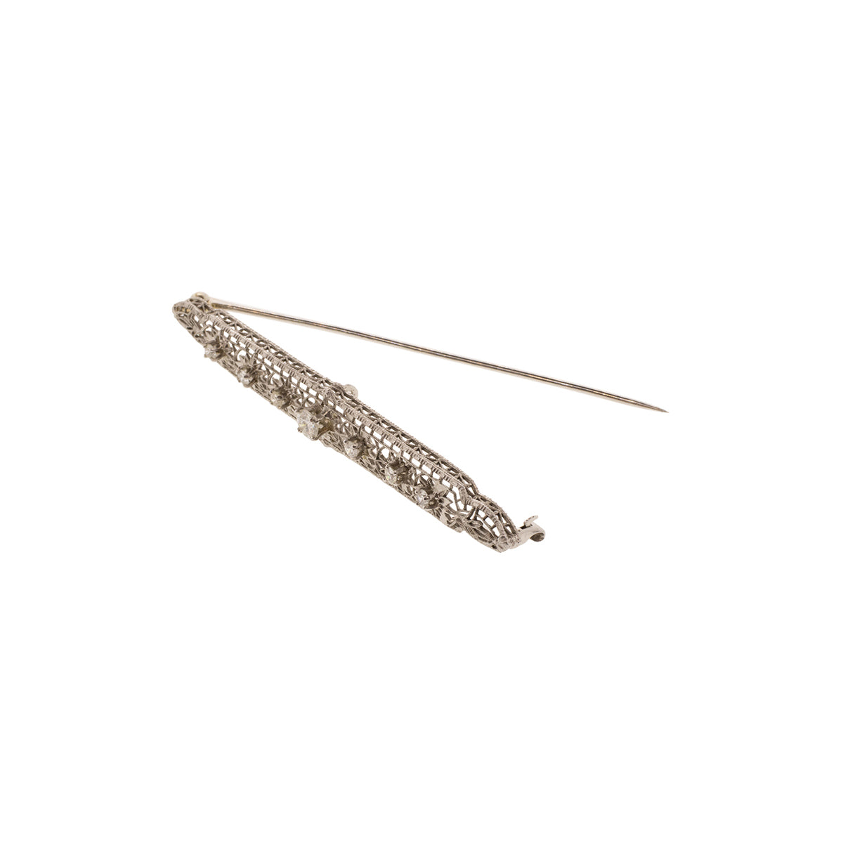10K White Gold Diamond Brooch
