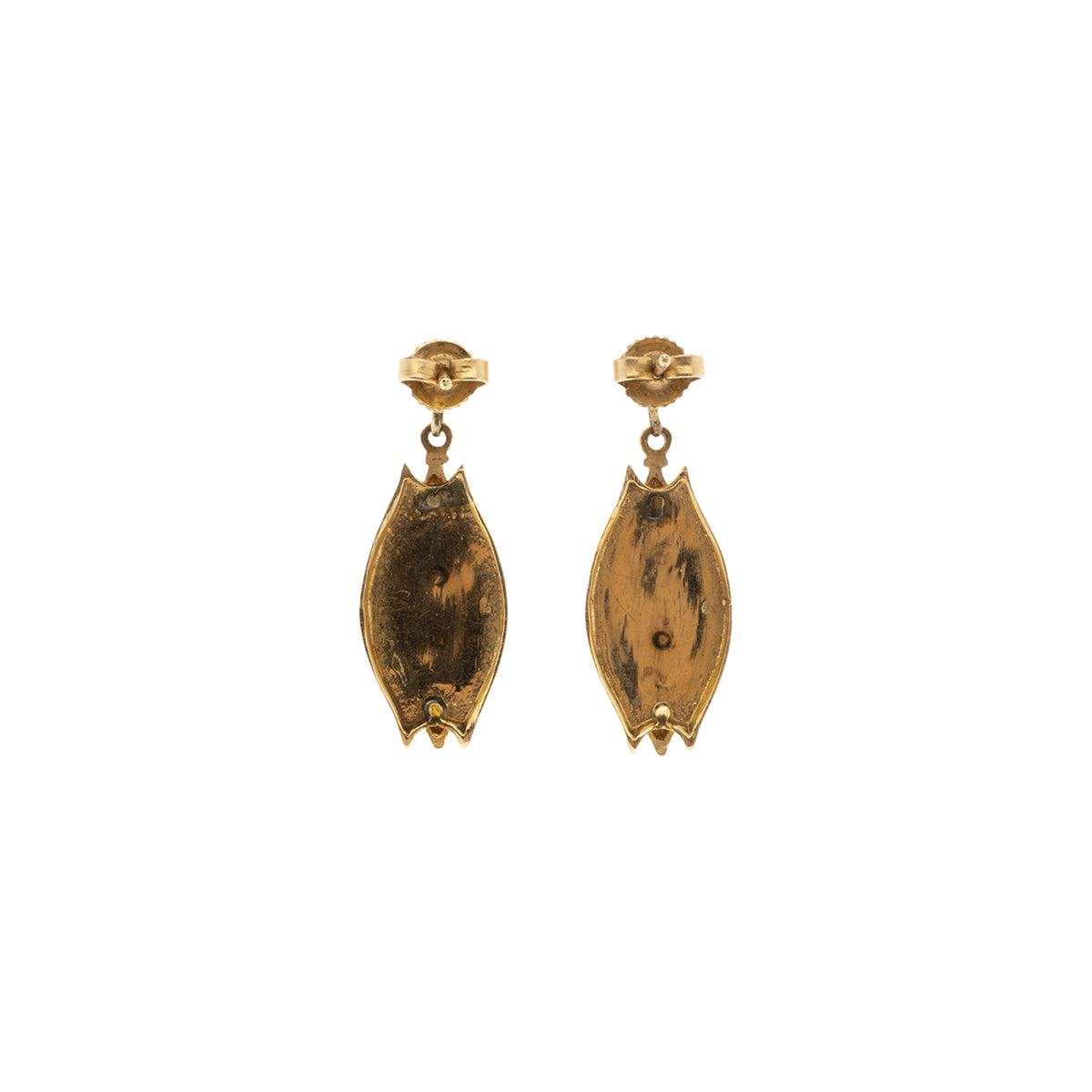 14K Yellow Gold Victorian Buttercup Pearl Dangle Earrings