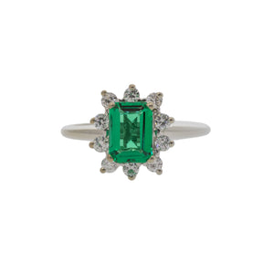 Lab Emerald and Natural Diamond Starburst Ring